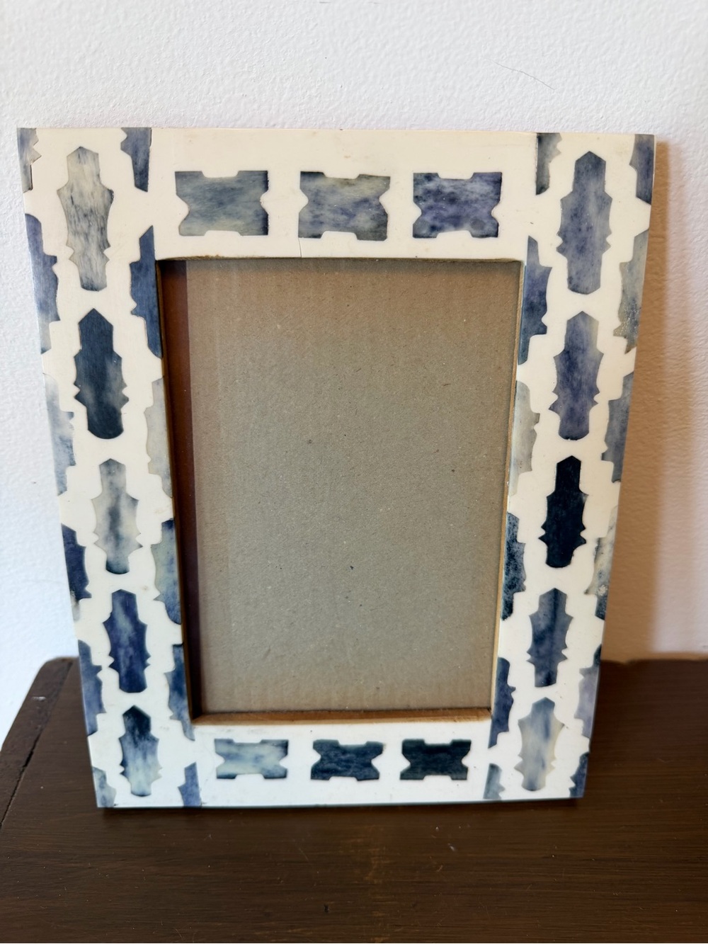 5x7 Decorative Blue and White Bone Inlay Photo Frame - Home Accents